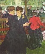 Henri de toulouse-lautrec Im Moulin Rouge, Zwei tanzende Frauen oil